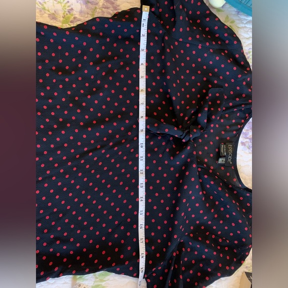 Black and red polka dot bow blouse. Size 10 - Picture 3 of 6